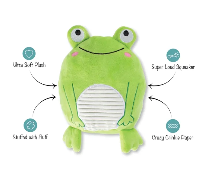 PetShop by Fringe Studio “Reach For The Flies” Frog Plush Dog Toy