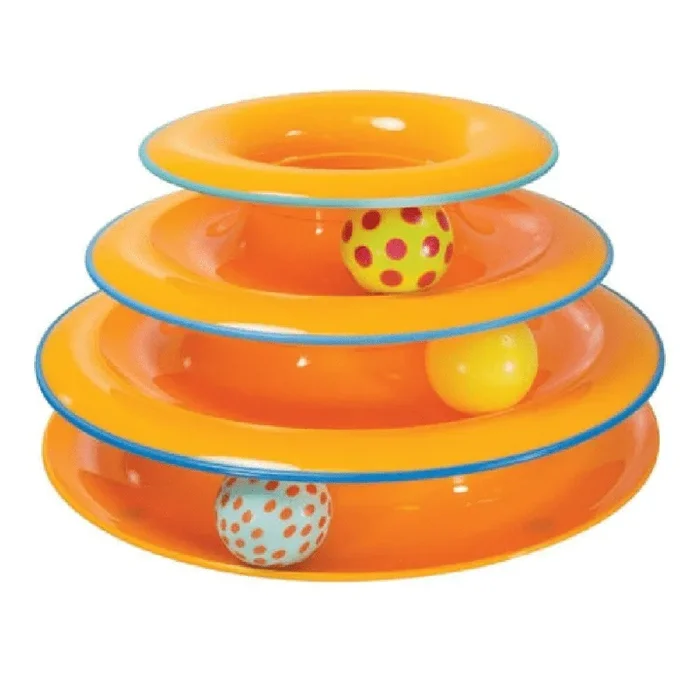 Petstages Tower of Track Three Level Active Toy for Cats (Orange)