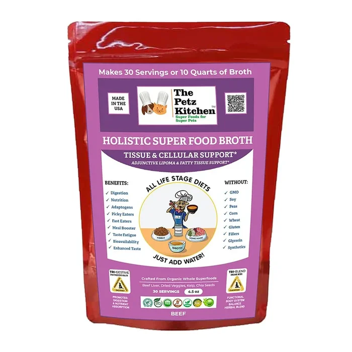Petz Kitchen Superfood Broth for Dogs & Cats by Natura Petz Organics – Lipoma & Tissue Support