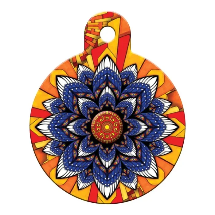 Phil Lewis Large Circle Engravable Pet I.D. Tag – Mandala