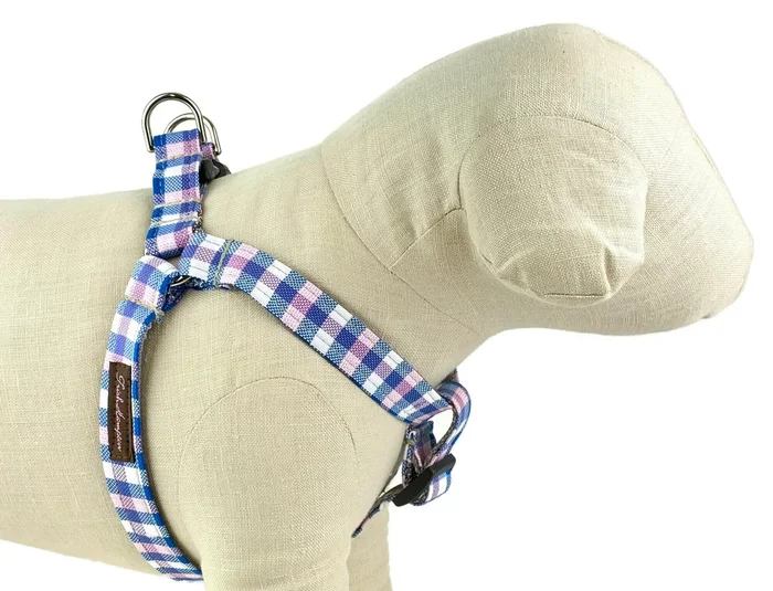 Pink/Blue/White Plaid Dog Harness – 770