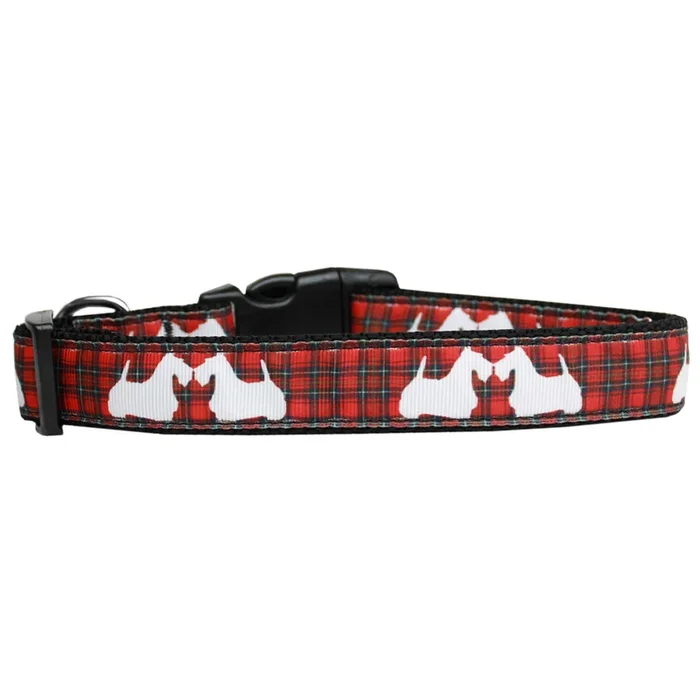 Plaid Scottie Pups Dog Collar – Red