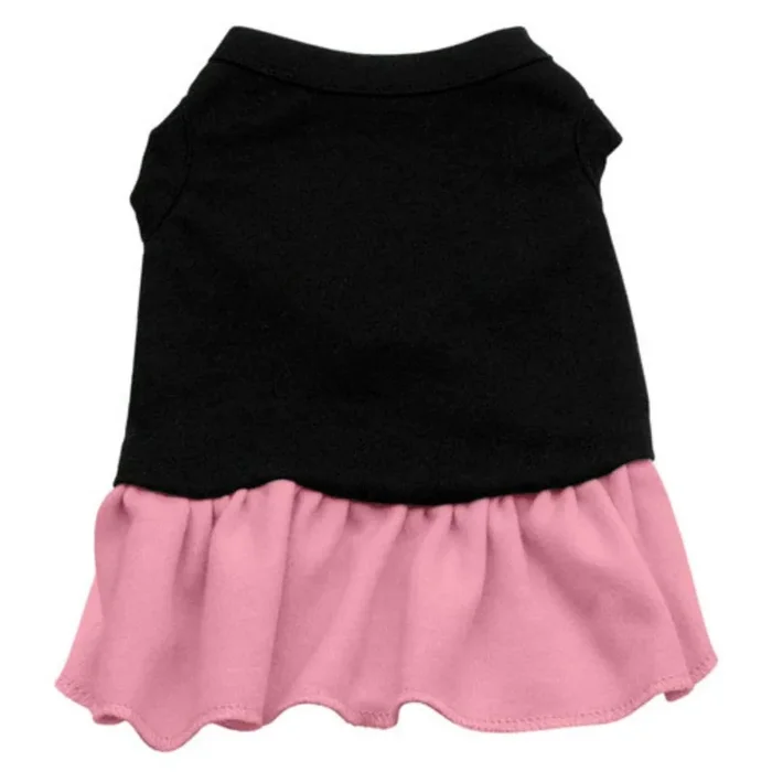 Plain Two Toned Dog and Cat Dress – Black with Light Pink Skirt