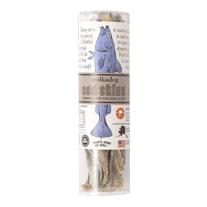 Polkadog Cod Skins Crunchy Dehydrated Dog & Cat Treats 2.5-oz