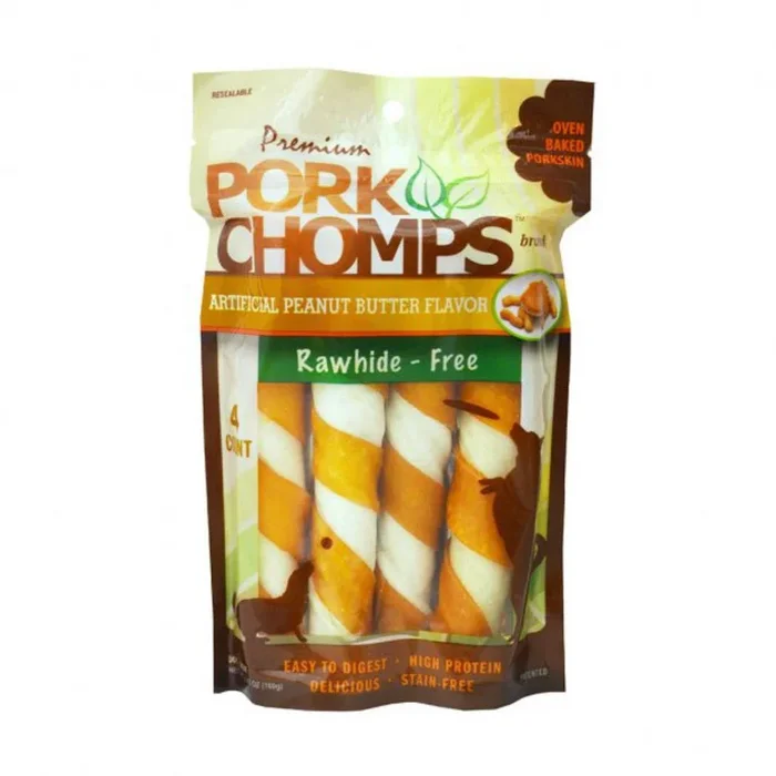 Pork Chomps Twists Dog Treats – Peanut Butter