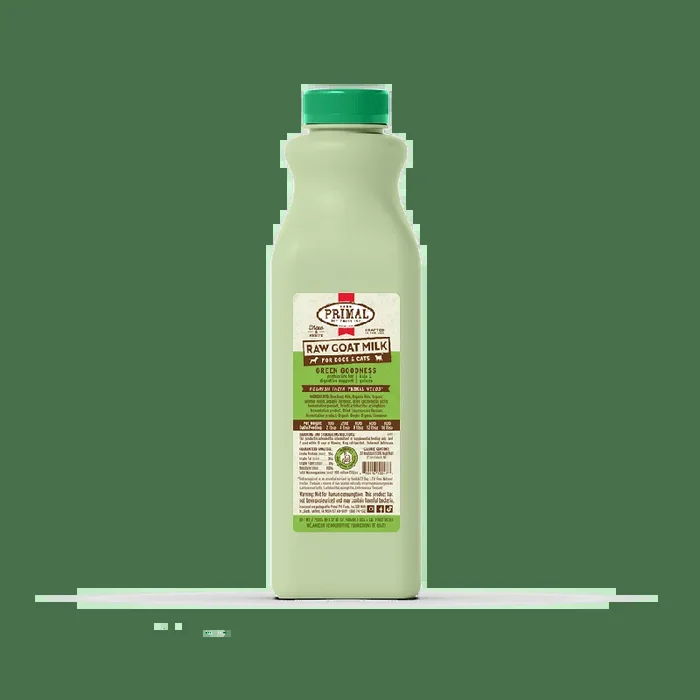 Primal Green Goodness Raw Frozen Goat Milk Bowl Booster for Cats and Dogs