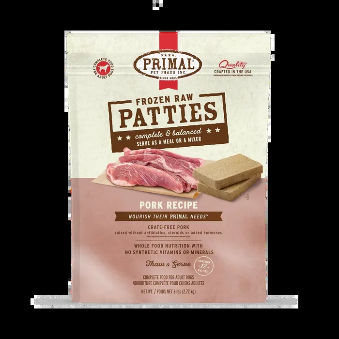 Primal Pork Patties Frozen Dog Food