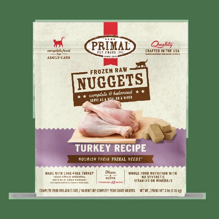 Primal Raw Frozen Nuggets Turkey Formula For Cats