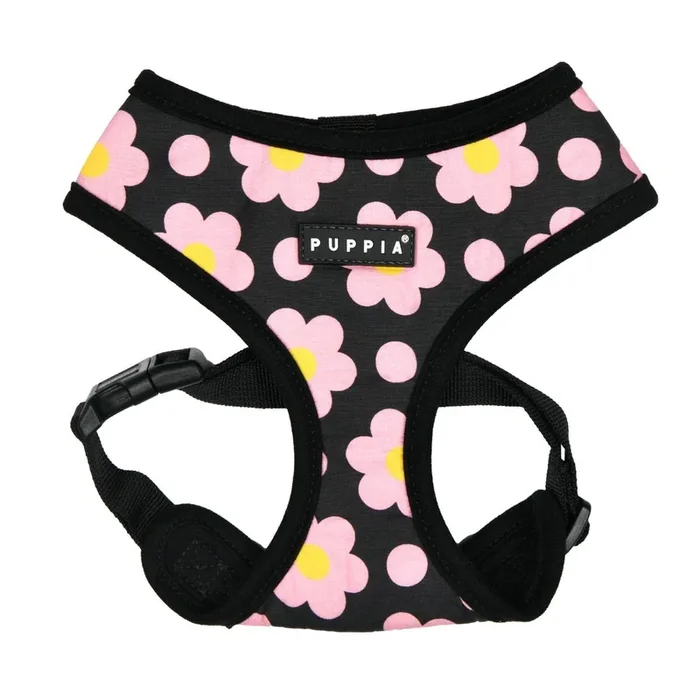 Puppia Bacopas Floral Adjustable Dog Harness – Black