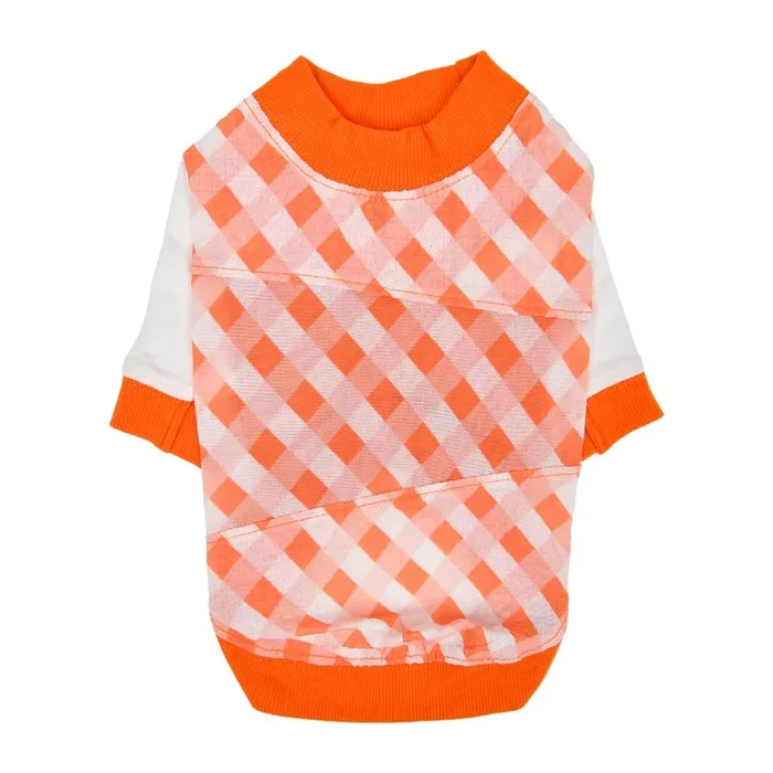 Puppia Claude Checkered Rounded Dog Shirt – Orange