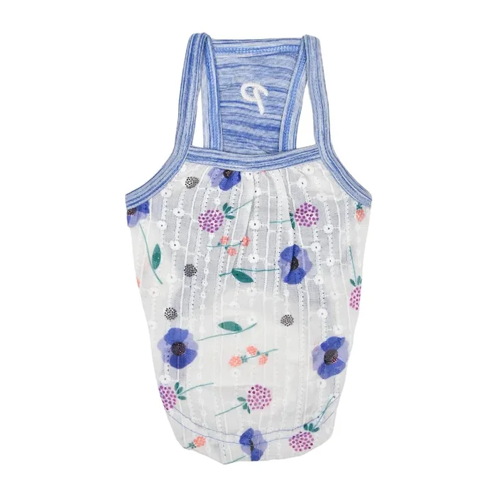 Puppia Florine Floral Dog Tank – Blue