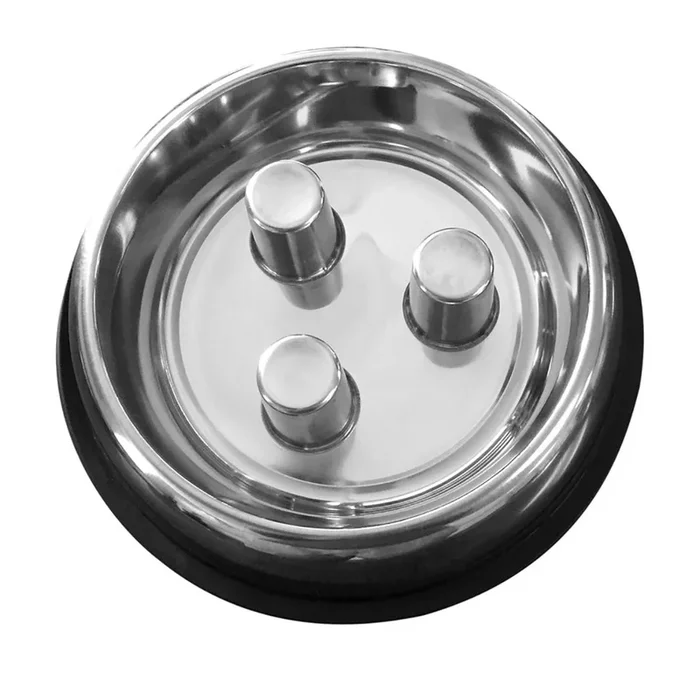 QT Dog Non-Skid Brake-Fast Slow Chow Dog Bowl – Stainless Steel