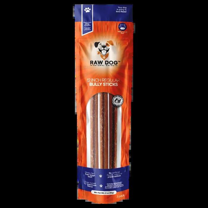 Raw Dog 12″ Regular Bully Stick (3 pk)