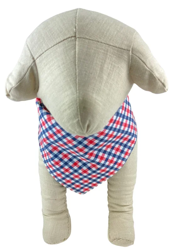 Red/White/Navy Blue Gingham Dog Bandana – 990