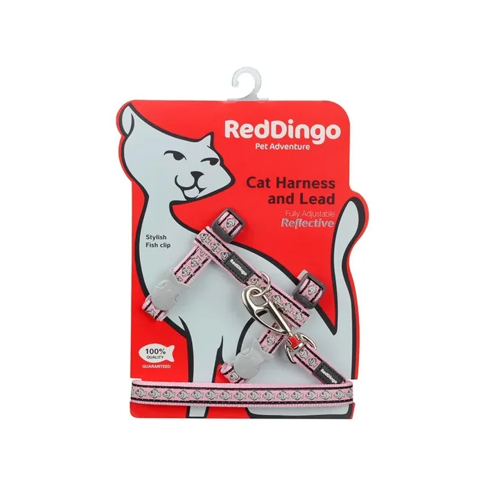 Reflective harness and leash for cats Red Dingo