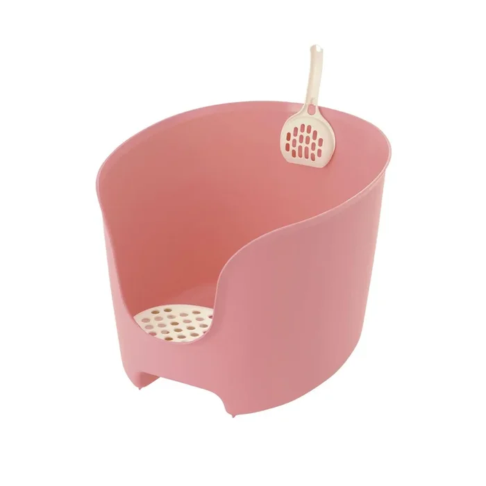 Richell PAW TRAX® High Wall Cat Litter Box – Salmon Pink