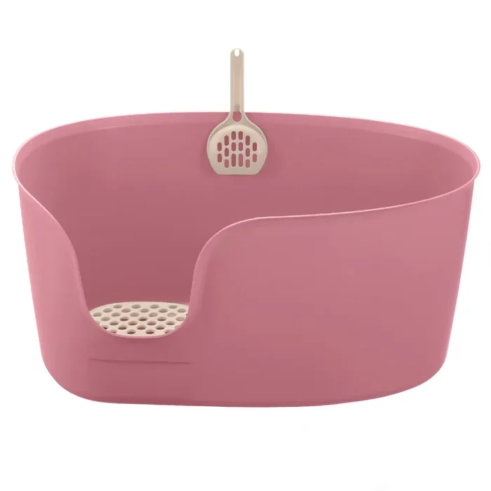Richell PAW TRAX® High Wall Cat Litter Box – X-Large Salmon Pink