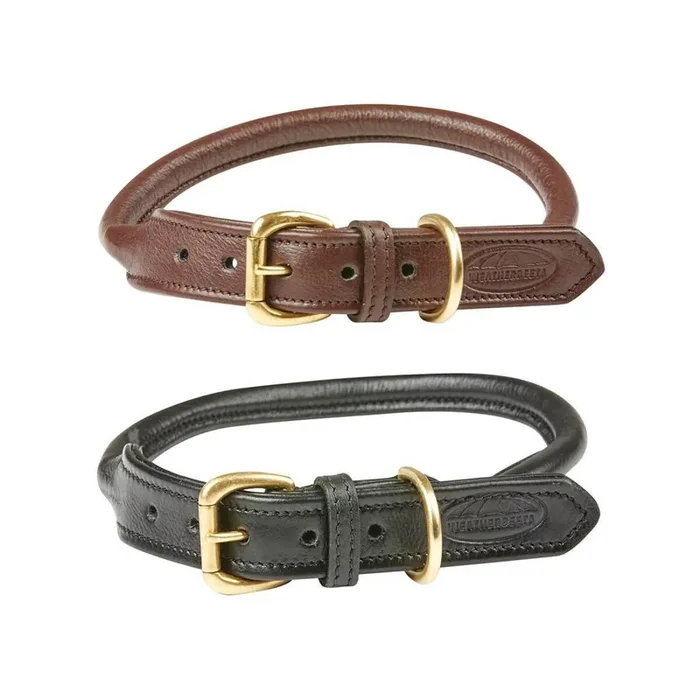 Rolled leather dog collar Weatherbeeta [Size 2XL]