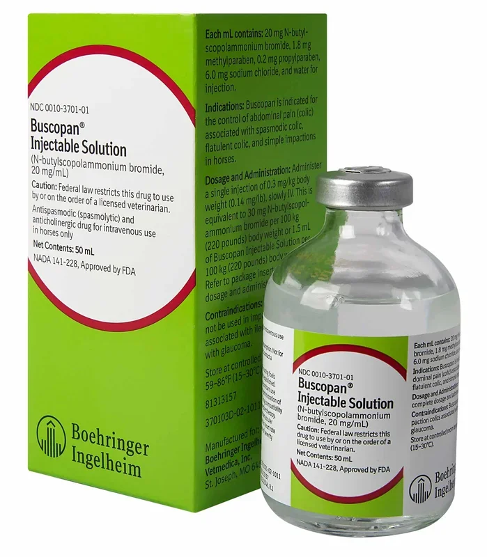 Rx Buscopan Injectable Solution for Horses, 50 mL