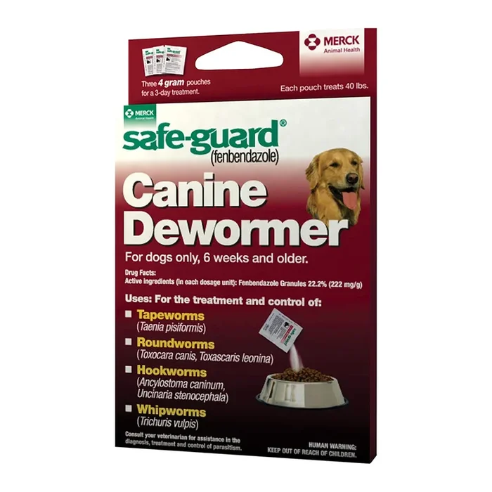 Safe Guard Canine Dog Dewormer 4 Gram Pouches 3 Count