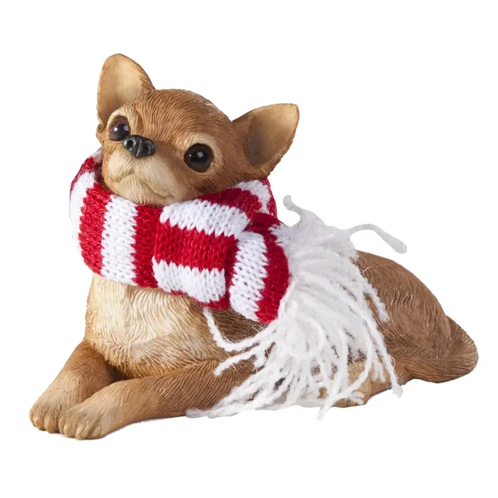 Sandicast Chihuahua Lying Christmas Ornament – Tan
