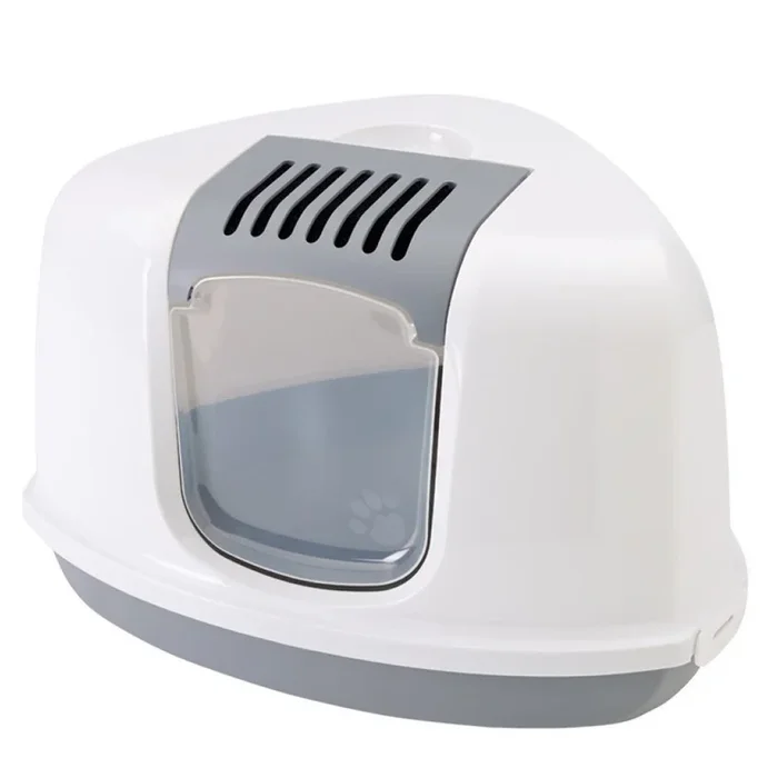 Savic Nestor Corner Toilet Home for Cats (White/Grey)