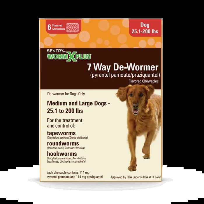 Sentry WormX Plus 7 Way DeWormer Dog Lrg 6CT