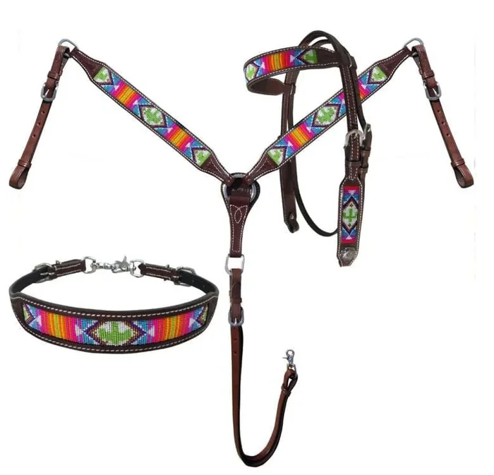 Showman Beaded Southwest & Cactus Tack Set
