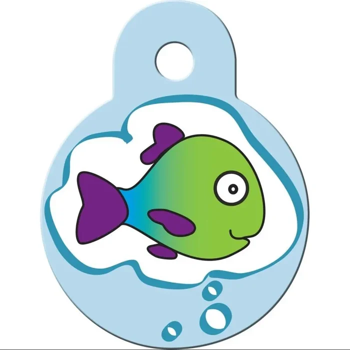 Small Circle Engravable Pet I.D. Tag – Fish Dream