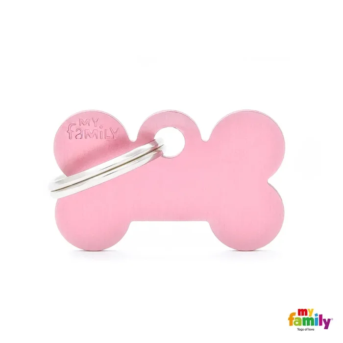 Small Pink Bone Aluminum Tag