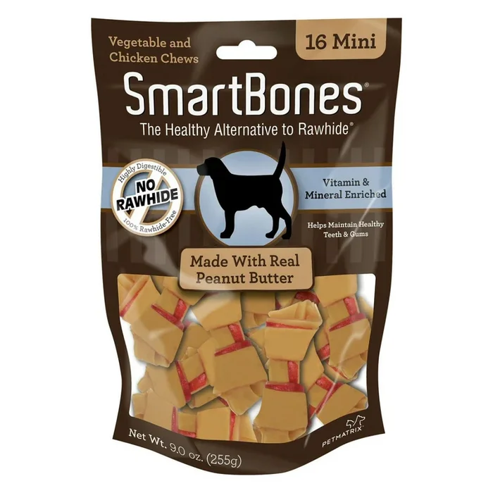 SmartBones Chew Bones Dog Treats – Peanut Butter