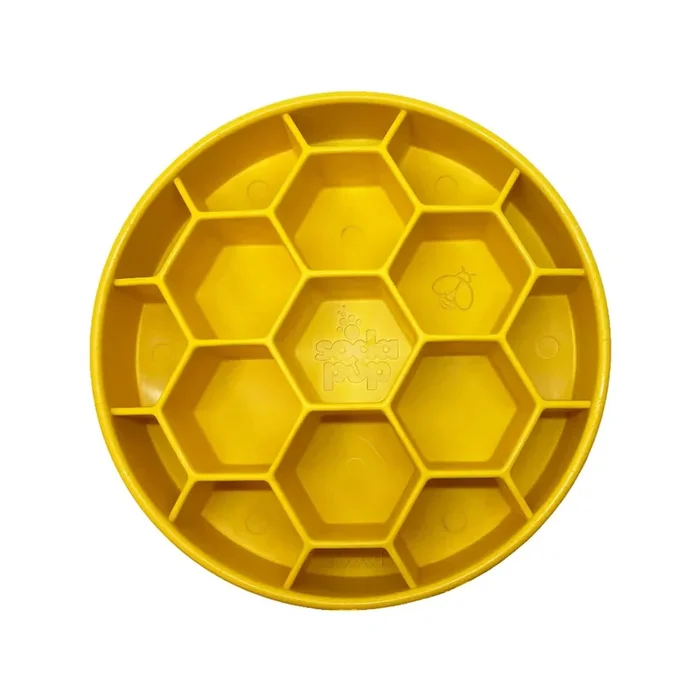 SodaPup Slow Feeder Dog Bowl – Yellow Honeycomb eBowl