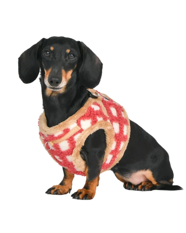 Soft Fleece Step-In Dog Harness In Coral Waffle Pattern (FINAL SALE)