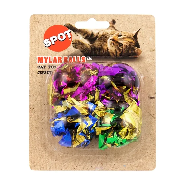 Spot Mylar Balls Cat Toy Multicolor 4 Count 1.5-in