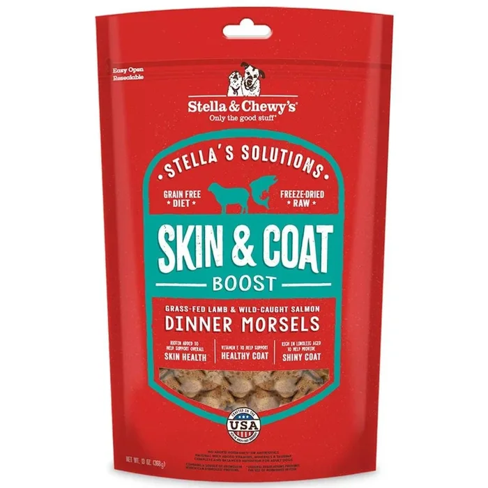 Stella & Chewy’s Stella’s Solutions Skin & Coat Boost Grass Fed Lamb & Wild Caught Salmon Dinner Morsels Freeze-Dried Raw Dog Food