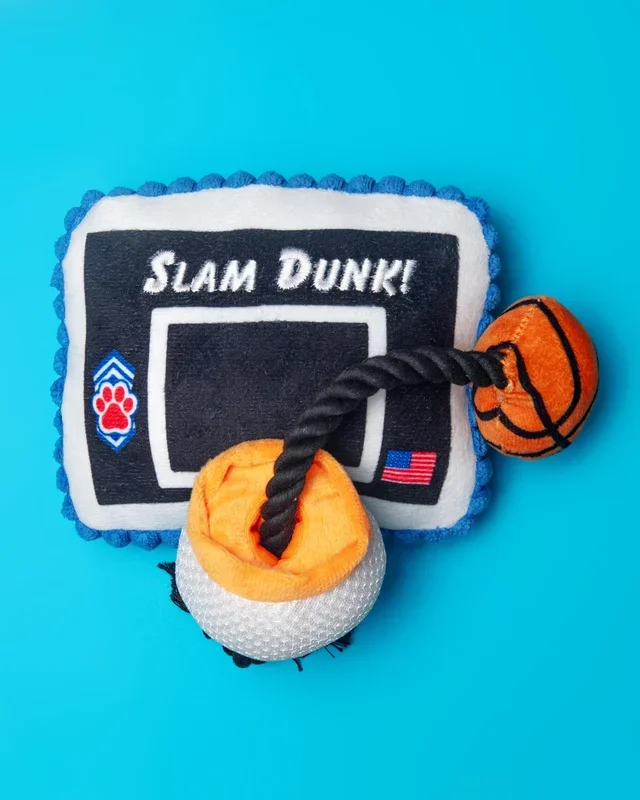 Take it to the Hoop Squeaky Plush Dog Toy
