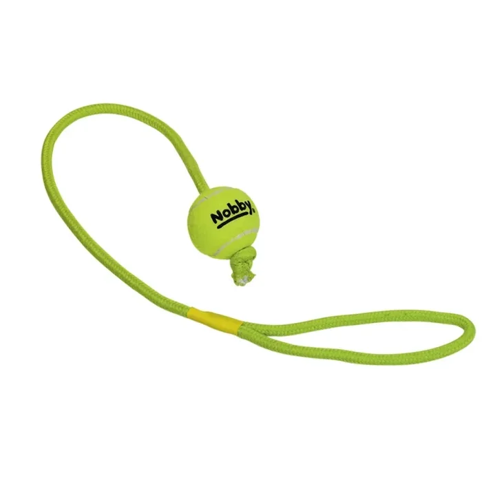 Tennis ball with throw rope for dogs Nobby Pet [Size 12.5 cm]