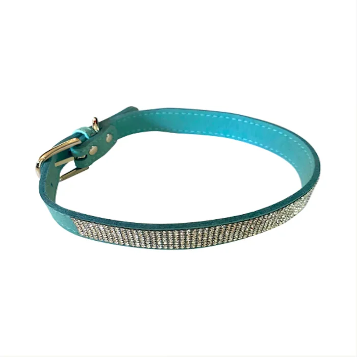 The Dog Squad Bling Bling 5 Row Dog Collar – Horizon Blue