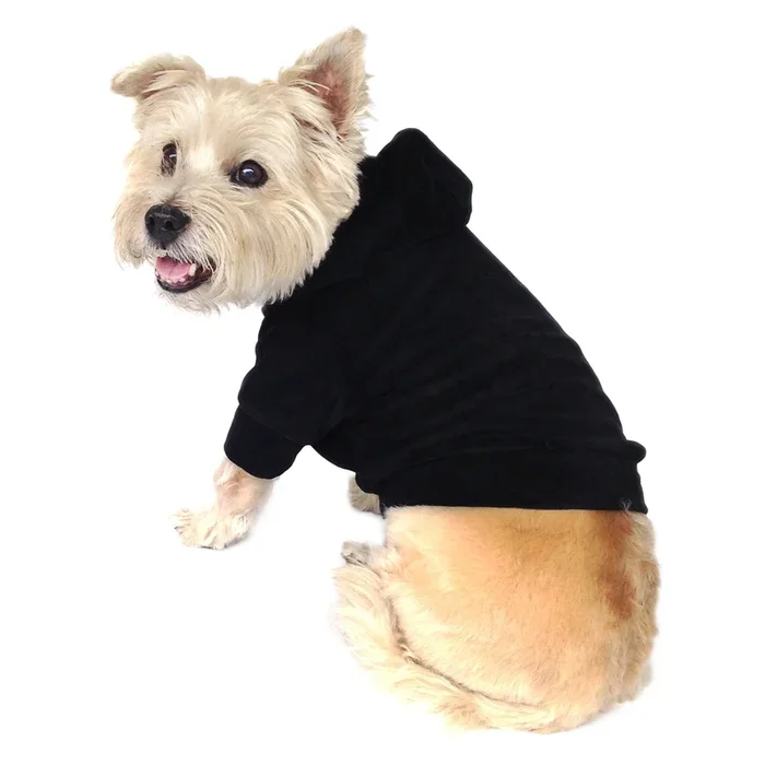 The Dog Squad Velour Pullover Dog Hoodie – Black