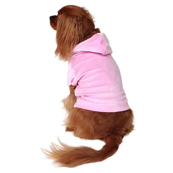 The Dog Squad Velour Pullover Dog Hoodie – Light Pink