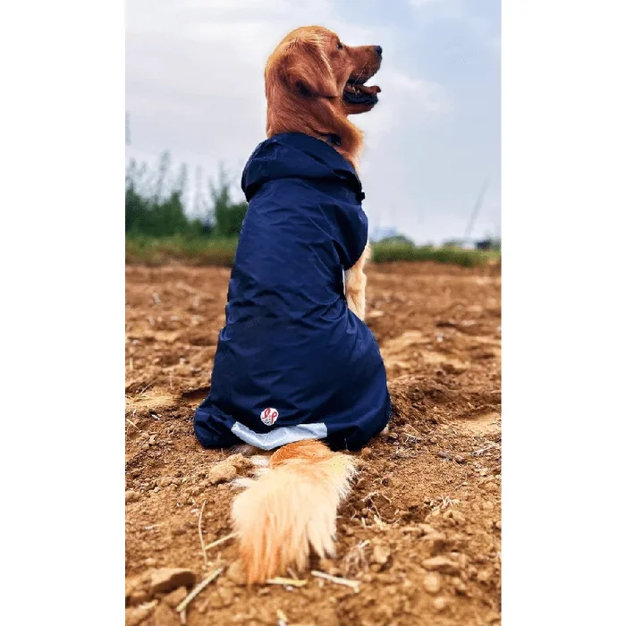 The Drizzle Deflector – Adjustable & Reflective Raincoat for Dogs by Lana Paws (Navy Blue Solid)