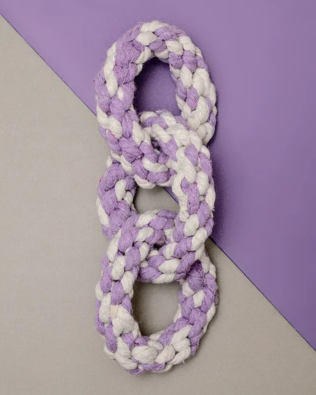 Triple Ring Rope Dog Toy in Lavender & White