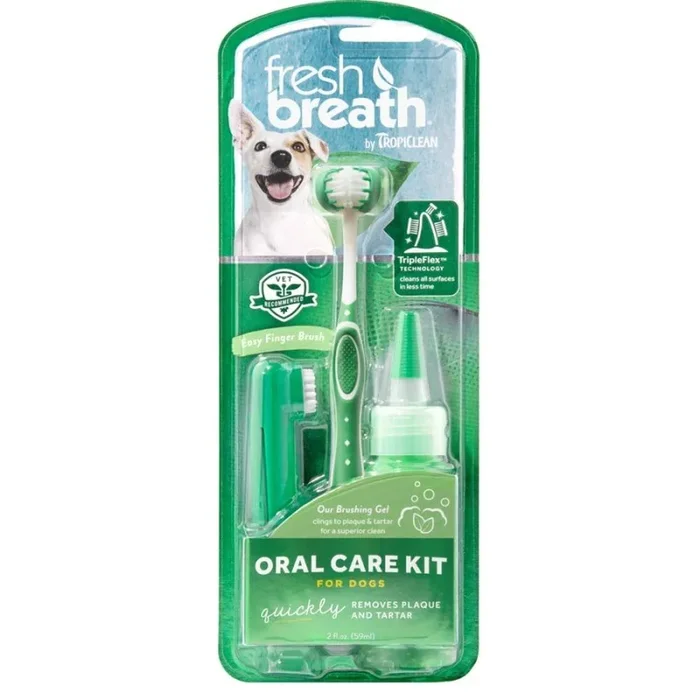 TropiClean Fresh Breath Plaque & Tartar Control Oral Care Kit for Large Dogs