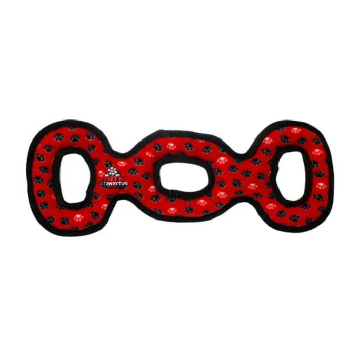 Tuffy Ultimate 3-Way Tug Dog Toy – Red Paw Prints