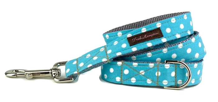 Turquoise/White Polka Dot 6ft Leash – 513