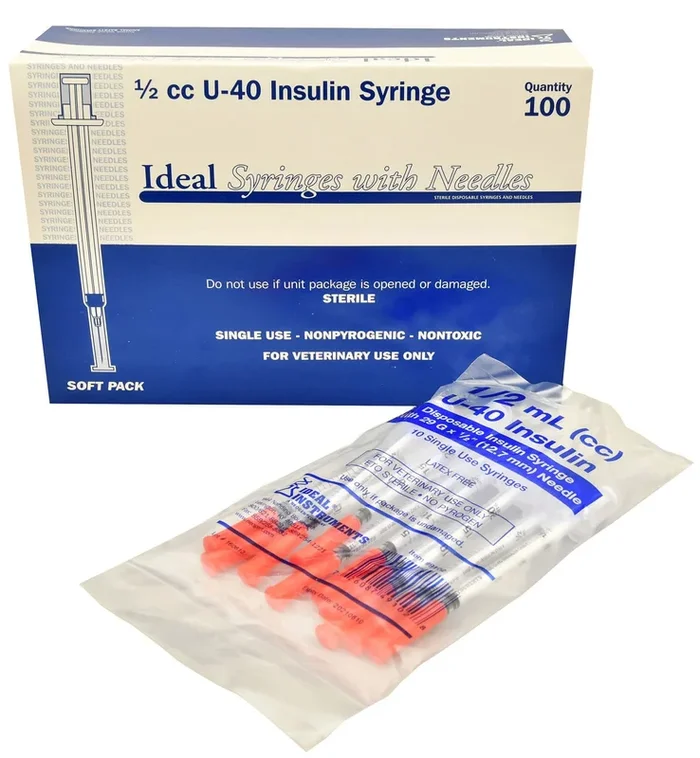 U-40 Syringes with 29G x 1/2″ Needles, Box of 100