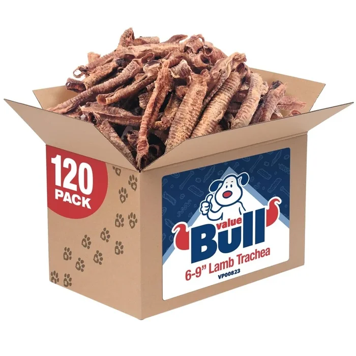 ValueBull Lamb Trachea for Dogs, Premium, 4-9 Inch, 5 Pound Bulk Pack