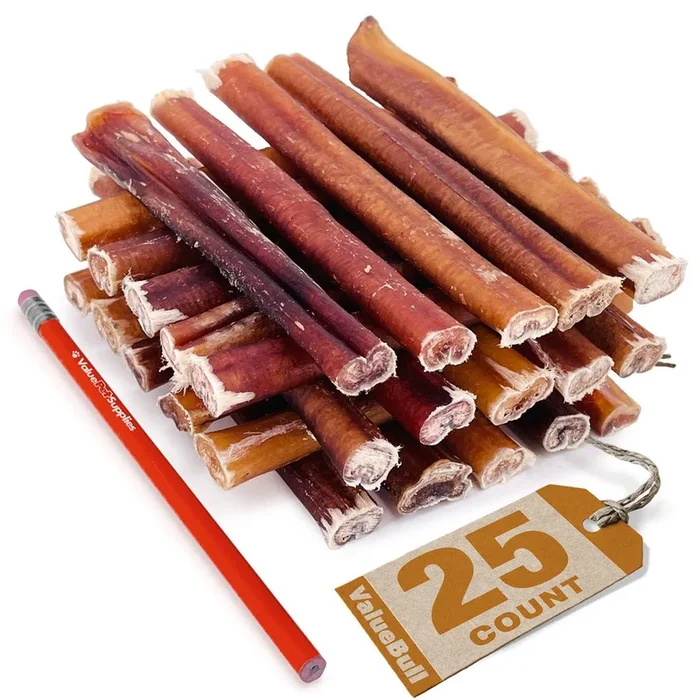 ValueBull USA Bully Sticks for Dogs, Thick 6 Inch, 25 Count