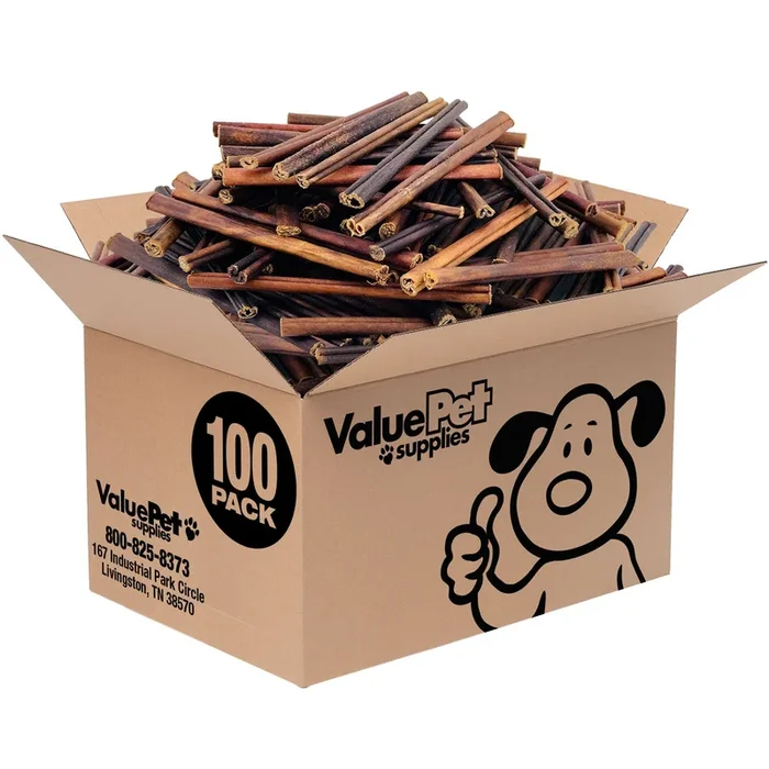 ValueBull USA Collagen Sticks for Small Dogs, 6 Inch Extra Thin Chews, Natural Dog Treats, 100 Count Bulk Pack