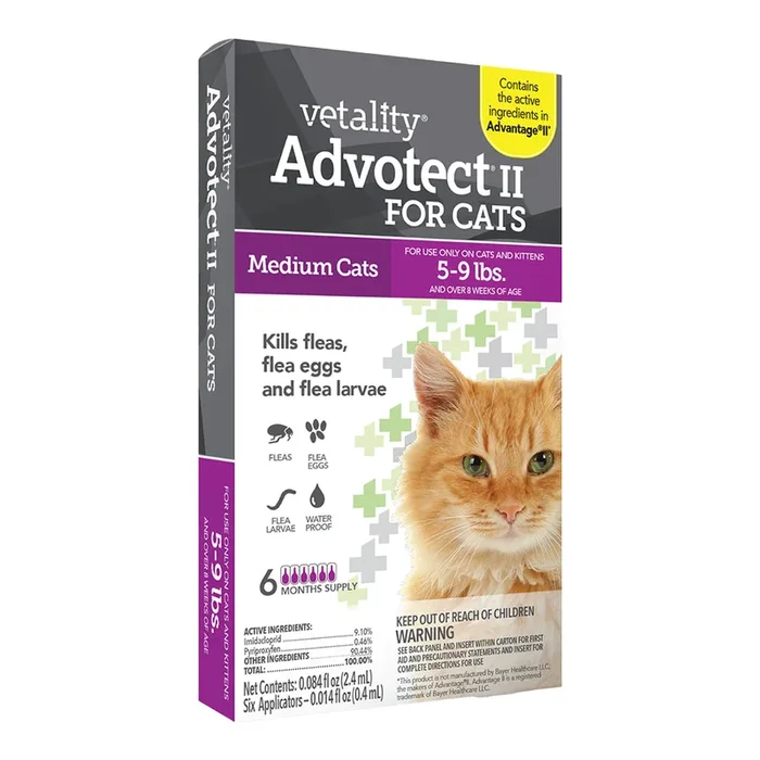 Vetality Advotect II Cat Flea Treatment Cats 5-9 lb 6 Doses